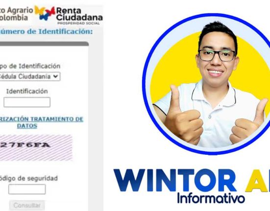 Todo sobre Renta Ciudadana 2024: De fondo imagen de l formato de cobro del Banco Agrario de Colombia, luego imagen del rostro de Wintor ABC, encima imagen del logo de Wintor ABC.